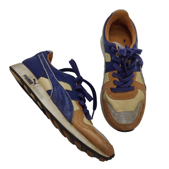 Puma Shoes - Puma Womens Retro Gorpcore RS 100 R-System Suede Sneakers 7.5 Blue Tan 342589-06